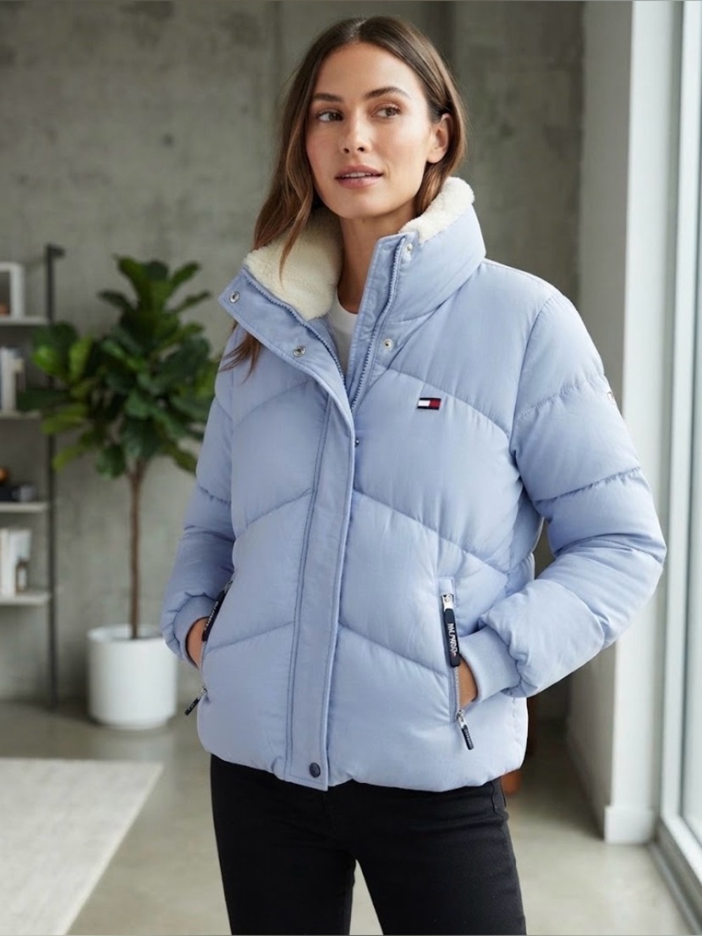Tommy Hilfiger Sport Light Blue Puffer Jacket | Size M